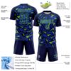 Custom Navy Thunder Blue-Neon Green Cyber Mecha E-sport Geometric Shards Spike Sublimation Soccer Uniform Jersey