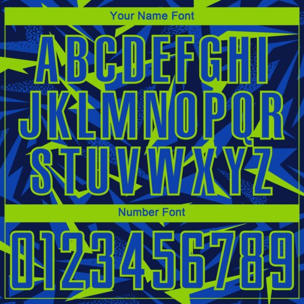Custom Navy Thunder Blue-Neon Green Cyber Mecha E-sport Geometric Shards Spike Sublimation Soccer Uniform Jersey