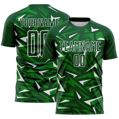 Custom Green Grass Green-White Cyber Mecha E-sport Geometric Shards Spike Sublimation Soccer Uniform Jersey