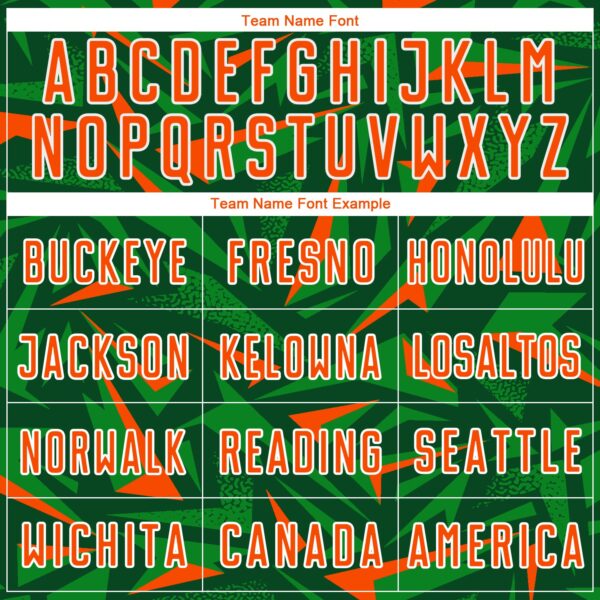 Custom Green Orange Grass Green-White Cyber Mecha E-sport Geometric Shards Spike Sublimation Soccer Uniform Jersey