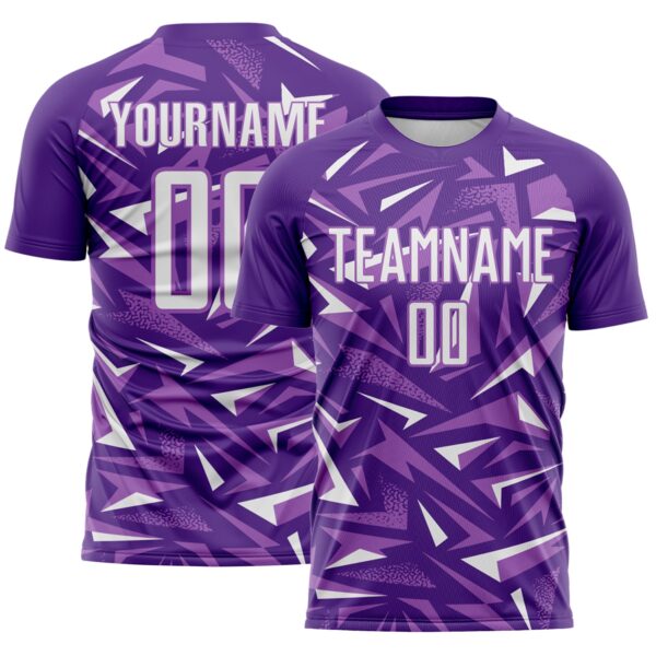Custom Purple White-Medium Purple Cyber Mecha E-sport Geometric Shards Spike Sublimation Soccer Uniform Jersey