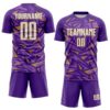 Custom Purple White Old Gold-Medium Purple Cyber Mecha E-sport Geometric Shards Spike Sublimation Soccer Uniform Jersey