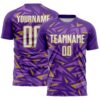 Custom Purple White Old Gold-Medium Purple Cyber Mecha E-sport Geometric Shards Spike Sublimation Soccer Uniform Jersey