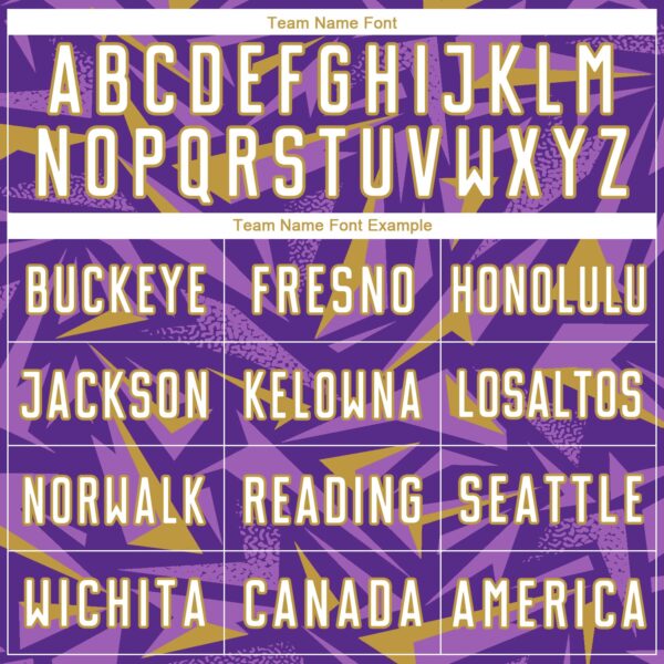 Custom Purple White Old Gold-Medium Purple Cyber Mecha E-sport Geometric Shards Spike Sublimation Soccer Uniform Jersey