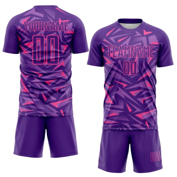 Custom Purple Pink-Medium Purple Cyber Mecha E-sport Geometric Shards Spike Sublimation Soccer Uniform Jersey