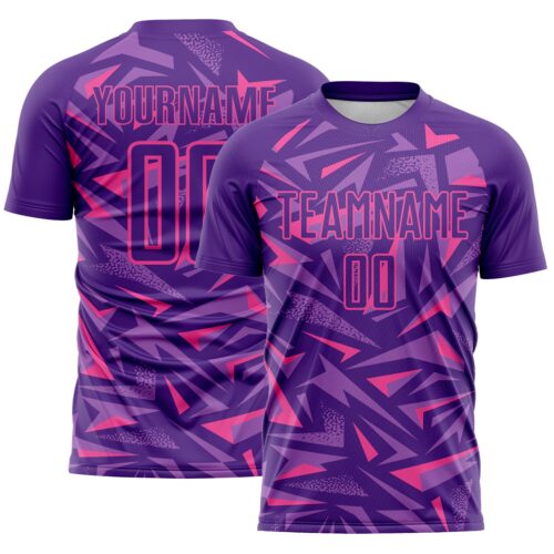 Custom Purple Pink-Medium Purple Cyber Mecha E-sport Geometric Shards Spike Sublimation Soccer Uniform Jersey