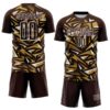 Custom Brown Old Gold-White Cyber Mecha E-sport Geometric Shards Spike Sublimation Soccer Uniform Jersey