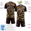 Custom Brown Old Gold-White Cyber Mecha E-sport Geometric Shards Spike Sublimation Soccer Uniform Jersey