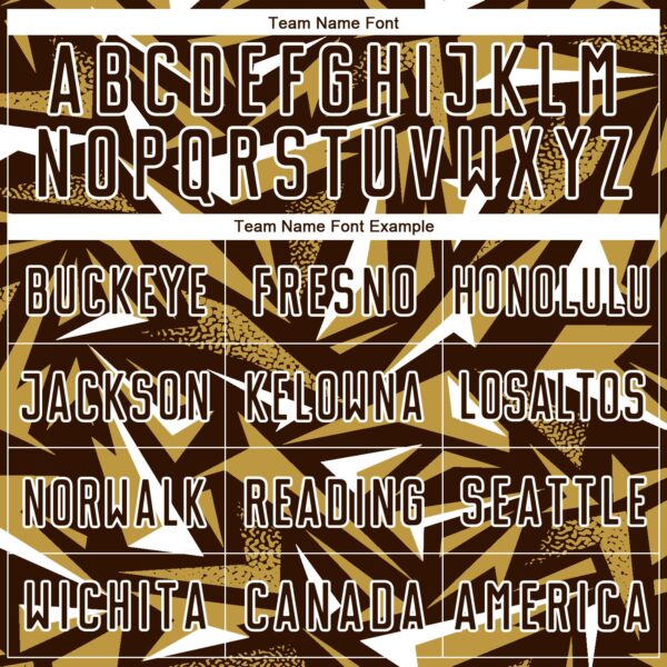 Custom Brown Old Gold-White Cyber Mecha E-sport Geometric Shards Spike Sublimation Soccer Uniform Jersey