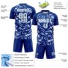 Custom Royal White-Light Blue Cyber Mecha E-sport Geometric Shards Spike Sublimation Soccer Uniform Jersey