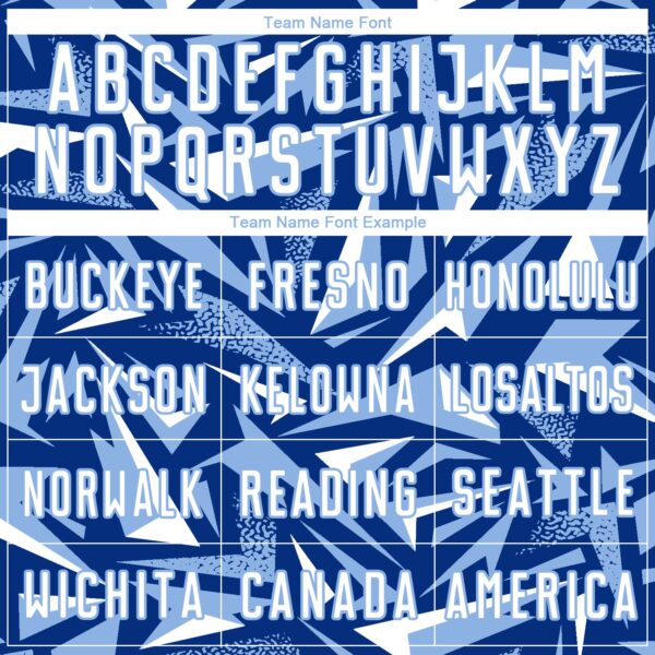 Custom Royal White-Light Blue Cyber Mecha E-sport Geometric Shards Spike Sublimation Soccer Uniform Jersey