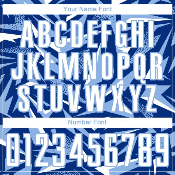 Custom Royal White-Light Blue Cyber Mecha E-sport Geometric Shards Spike Sublimation Soccer Uniform Jersey