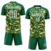 Custom Kelly Green White-Gold Cyber Mecha E-sport Geometric Shards Spike Sublimation Soccer Uniform Jersey