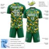 Custom Kelly Green White-Gold Cyber Mecha E-sport Geometric Shards Spike Sublimation Soccer Uniform Jersey