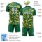 Custom Kelly Green White-Gold Cyber Mecha E-sport Geometric Shards Spike Sublimation Soccer Uniform Jersey