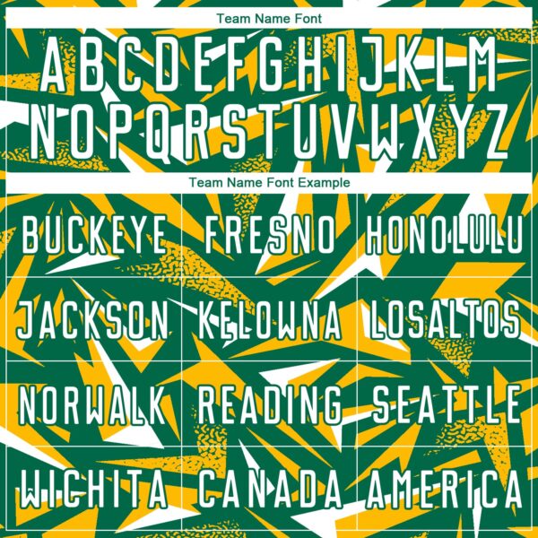 Custom Kelly Green White-Gold Cyber Mecha E-sport Geometric Shards Spike Sublimation Soccer Uniform Jersey