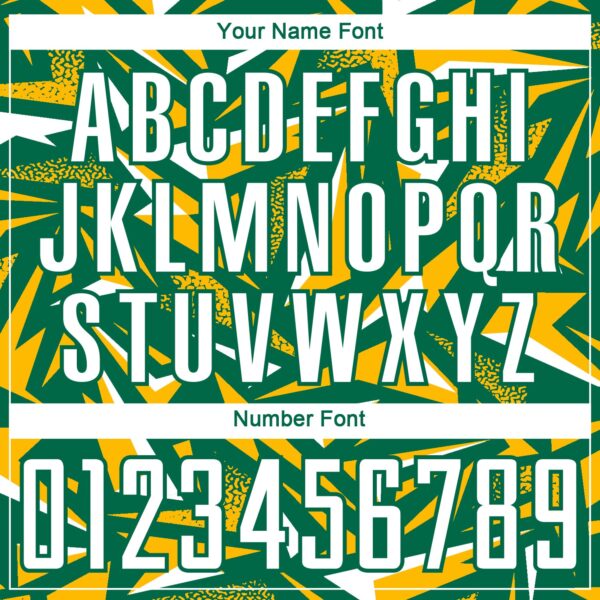 Custom Kelly Green White-Gold Cyber Mecha E-sport Geometric Shards Spike Sublimation Soccer Uniform Jersey