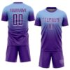 Custom Light Blue Purple-White Fade Fashion Sublimation Soccer Uniform Jersey