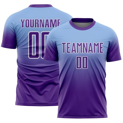 Soccer6559 Custom Light Blue Purple-White Fade Fashion Sublimation Soccer Uniform Jersey