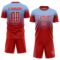 Custom Light Blue Red-White Fade Fashion Sublimation Soccer Uniform Jersey