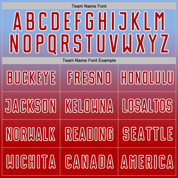 Custom Light Blue Red-White Fade Fashion Sublimation Soccer Uniform Jersey