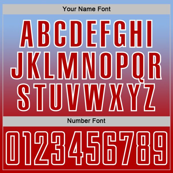 Custom Light Blue Red-White Fade Fashion Sublimation Soccer Uniform Jersey