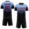 Custom Light Blue Black-Pink Fade Fashion Sublimation Soccer Uniform Jersey