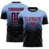 Custom Light Blue Black-Pink Fade Fashion Sublimation Soccer Uniform Jersey