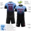 Custom Light Blue Black-Pink Fade Fashion Sublimation Soccer Uniform Jersey