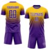 Custom Yellow Purple-White Fade Fashion Sublimation Soccer Uniform Jersey