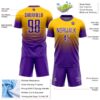 Custom Yellow Purple-White Fade Fashion Sublimation Soccer Uniform Jersey