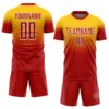 Custom Yellow Red-White Fade Fashion Sublimation Soccer Uniform Jersey