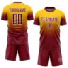 Custom Yellow Crimson-White Fade Fashion Sublimation Soccer Uniform Jersey