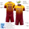 Custom Yellow Crimson-White Fade Fashion Sublimation Soccer Uniform Jersey