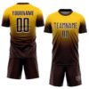 Custom Yellow Brown-White Fade Fashion Sublimation Soccer Uniform Jersey