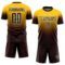 Custom Yellow Brown-White Fade Fashion Sublimation Soccer Uniform Jersey