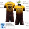 Custom Yellow Brown-White Fade Fashion Sublimation Soccer Uniform Jersey