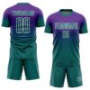 Custom Purple Teal-White Fade Fashion Sublimation Soccer Uniform Jersey