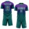 Custom Purple Teal-White Fade Fashion Sublimation Soccer Uniform Jersey