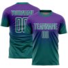 Custom Purple Teal-White Fade Fashion Sublimation Soccer Uniform Jersey
