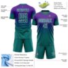 Custom Purple Teal-White Fade Fashion Sublimation Soccer Uniform Jersey