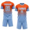 Custom Orange Light Blue-White Fade Fashion Sublimation Soccer Uniform Jersey