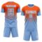 Custom Orange Light Blue-White Fade Fashion Sublimation Soccer Uniform Jersey