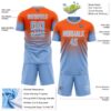 Custom Orange Light Blue-White Fade Fashion Sublimation Soccer Uniform Jersey