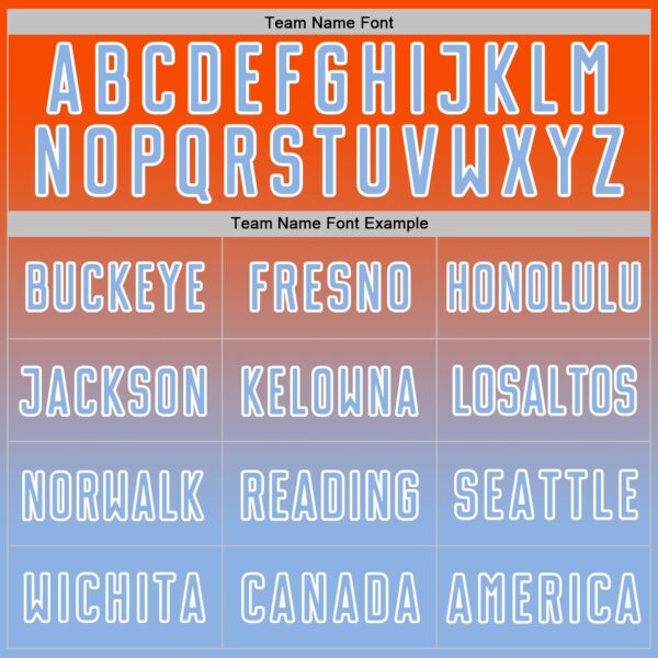 Custom Orange Light Blue-White Fade Fashion Sublimation Soccer Uniform Jersey