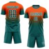 Custom Orange Teal-White Fade Fashion Sublimation Soccer Uniform Jersey