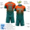 Custom Orange Teal-White Fade Fashion Sublimation Soccer Uniform Jersey