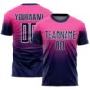 Custom Pink Navy-White Fade Fashion Sublimation Soccer Uniform Jersey