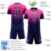 Custom Pink Navy-White Fade Fashion Sublimation Soccer Uniform Jersey