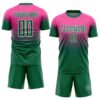 Custom Pink Kelly Green-White Fade Fashion Sublimation Soccer Uniform Jersey